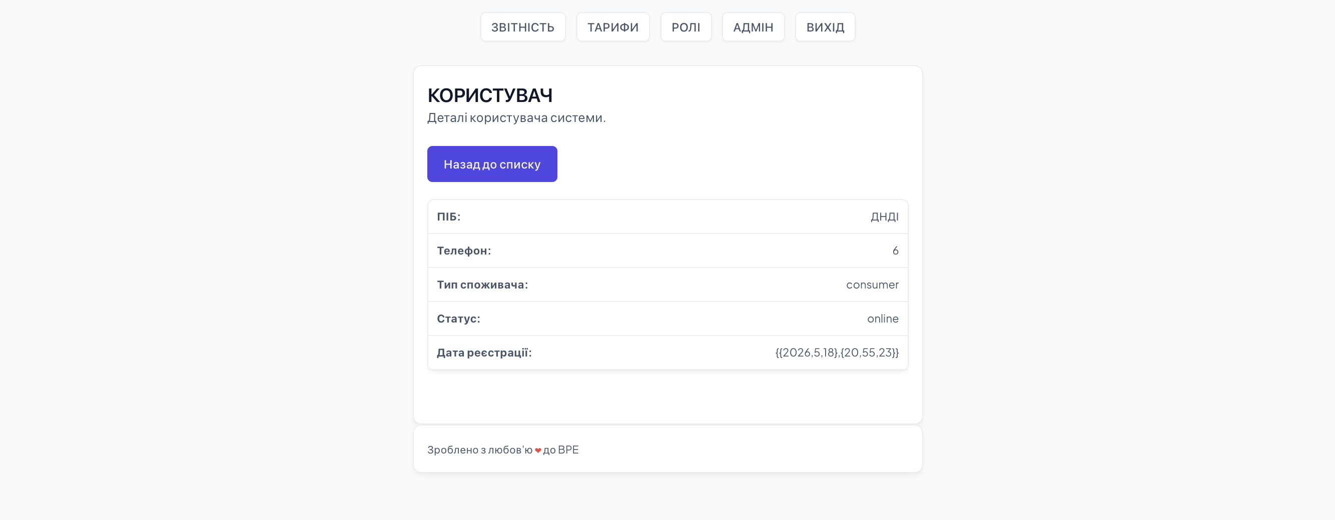 Single User Page